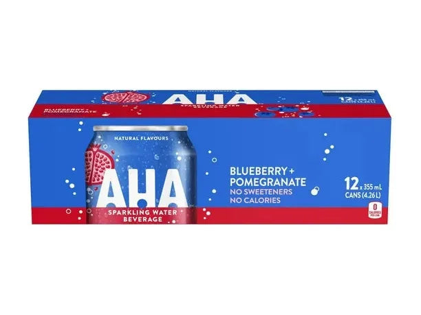 AHA - Blueberry + Pomegranate Sparkling Water - 12 x 355ml