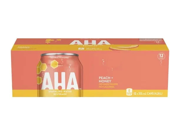 AHA - Peach + Honey Sparkling Water - 12 x 355ml