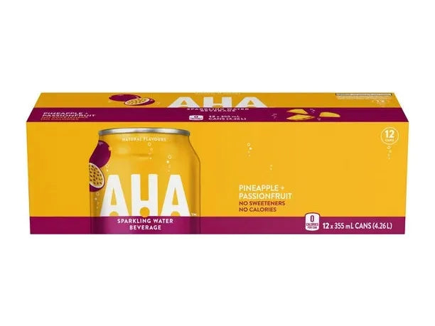 AHA - Pineapple + Passionfruit Sparkling Water - 12 x 355ml