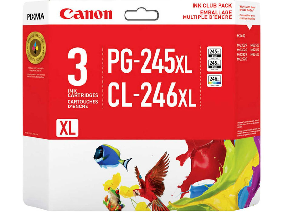 Ink Cartridge - Canon PG-245XL Black and CL-246XL Colour - Combo Pack of 3