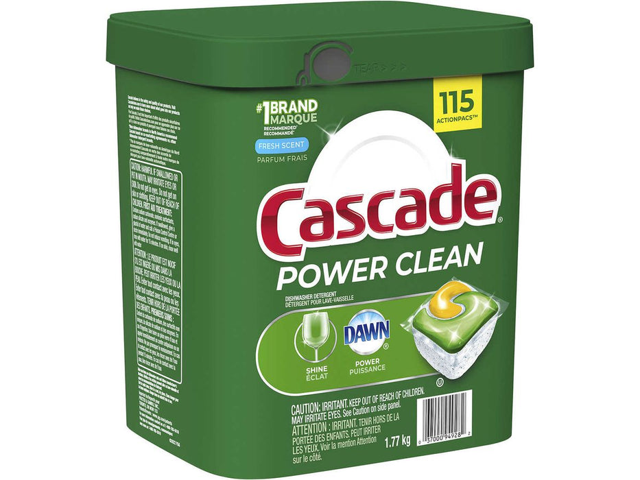 Cascade Power Clean - ActionPacs Dishwasher - Large Bucket of 115 Tabs