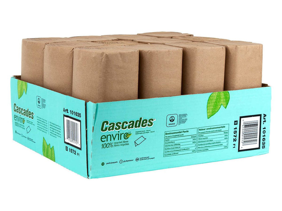 Paper Towels - Cascades Enviro - Single Fold - Brown - Pack of 12