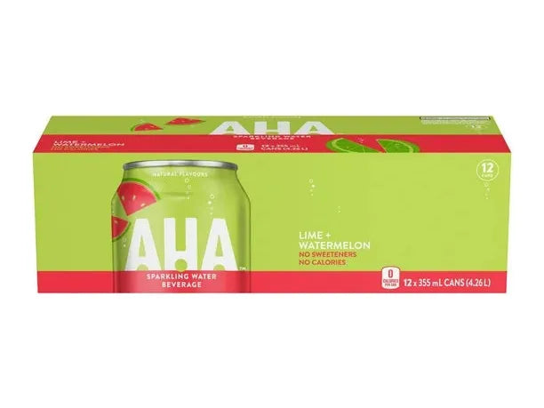 AHA - Lime + Watermelon Sparkling Water - 12 x 355ml