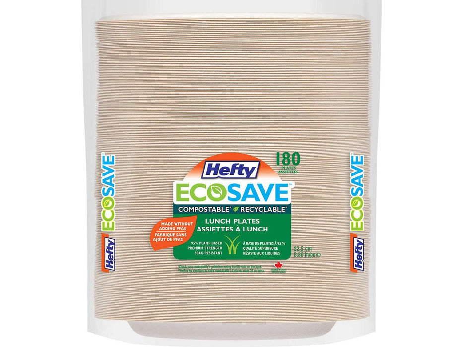 Hefty Ecosave Lunch Paper Plates - 8.8" - Pack of 180
