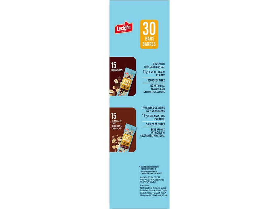 Leclerc Go Pure Oatmeal Bars Variety Pack of 30 - MB Grocery