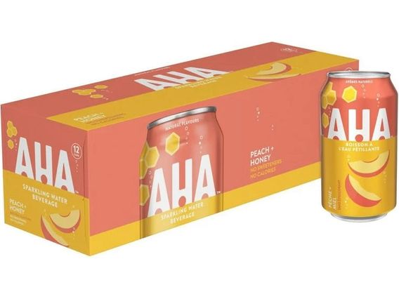 AHA - Peach + Honey Sparkling Water - 12 x 355ml