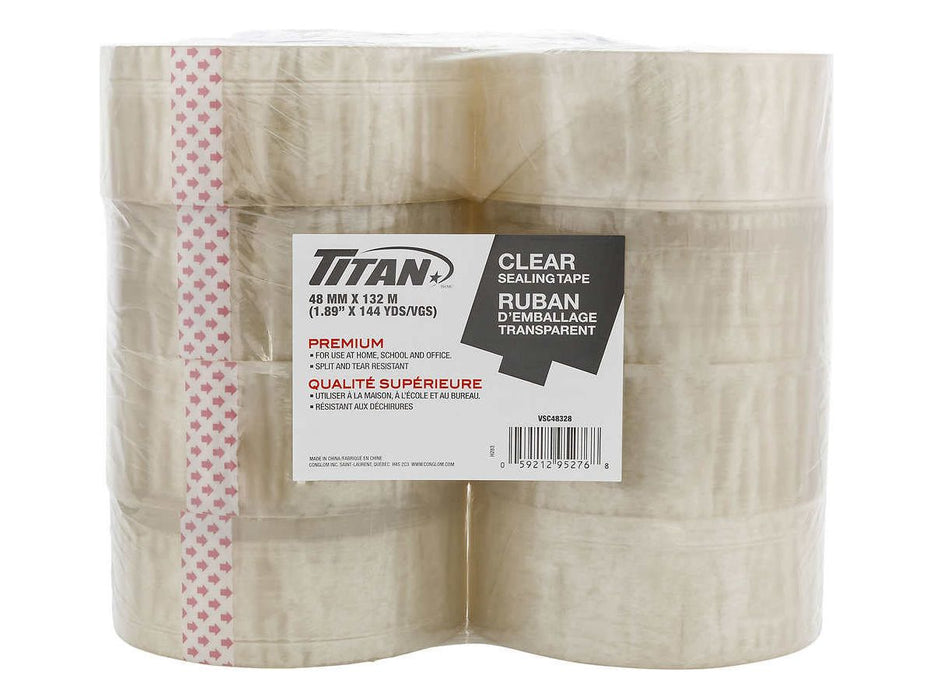 Titan Clear Packing Tape - Pack of 8