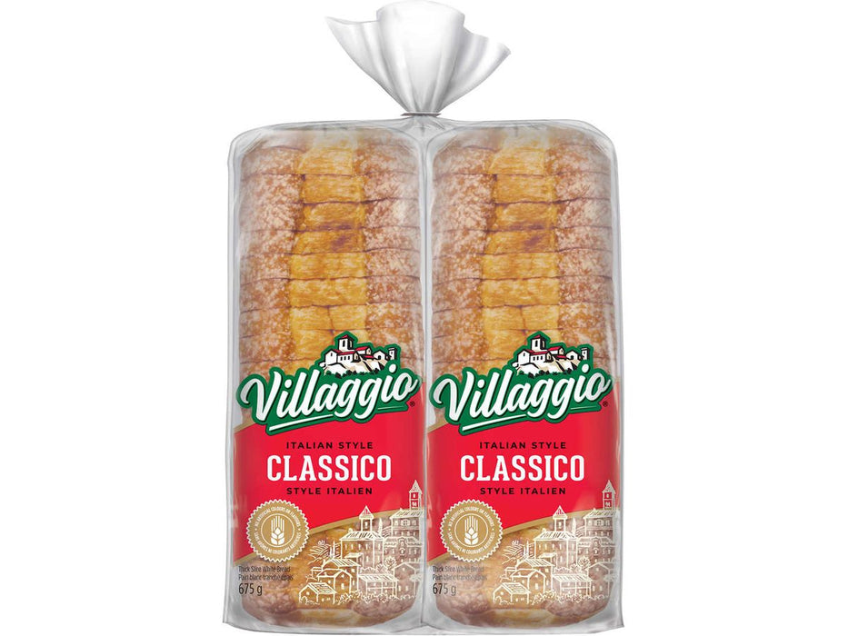 Villaggio Classico Italian Style Thick Slice White Bread - 2 x 675g Loaf