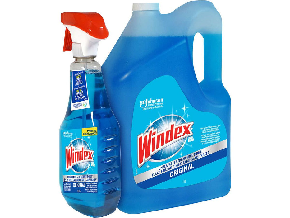 Windex Original Glass Cleaner Combo 5 Litre Refill + 950 ml Bottle