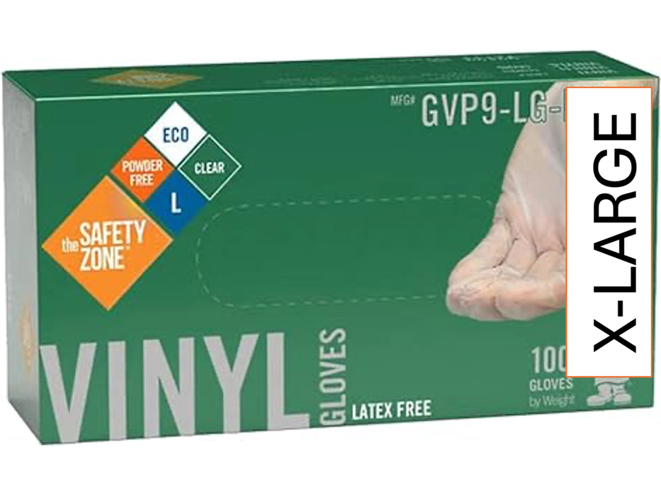 Disposable Vinyl Gloves - Powder free, latex-free - Box of 100 - Choose Size
