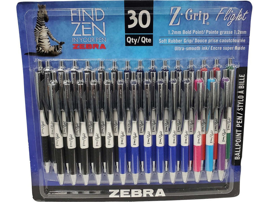 Z-Grip Flight Low Viscosity Ballpoint Pen Blister - Pack of 30