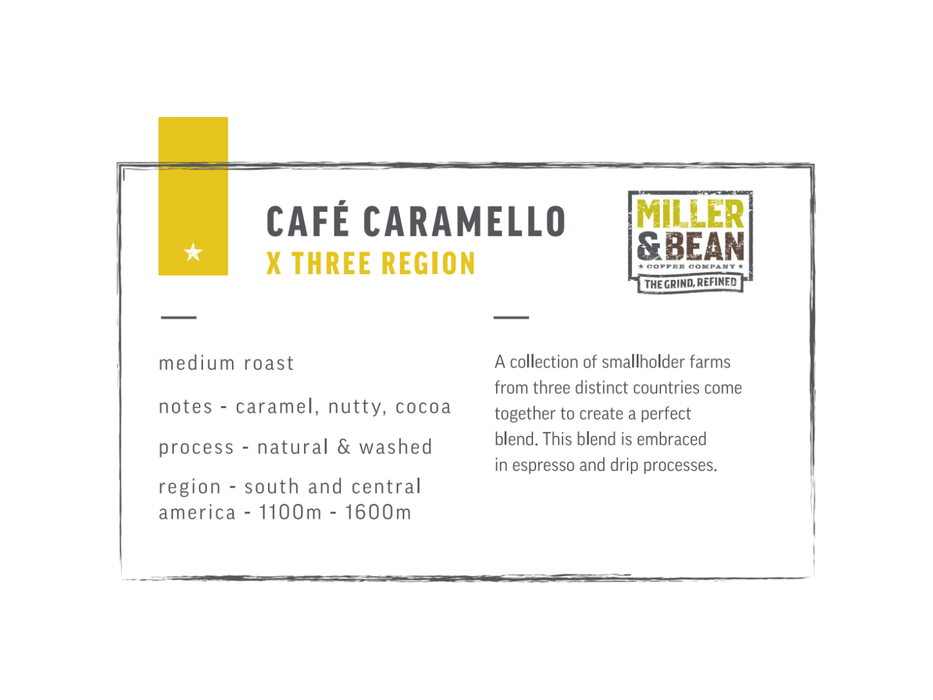 Coffee Beans - Miller & Bean Premium Collection - Cafe Caramello - Medium - 1lb Bag - MB Grocery
