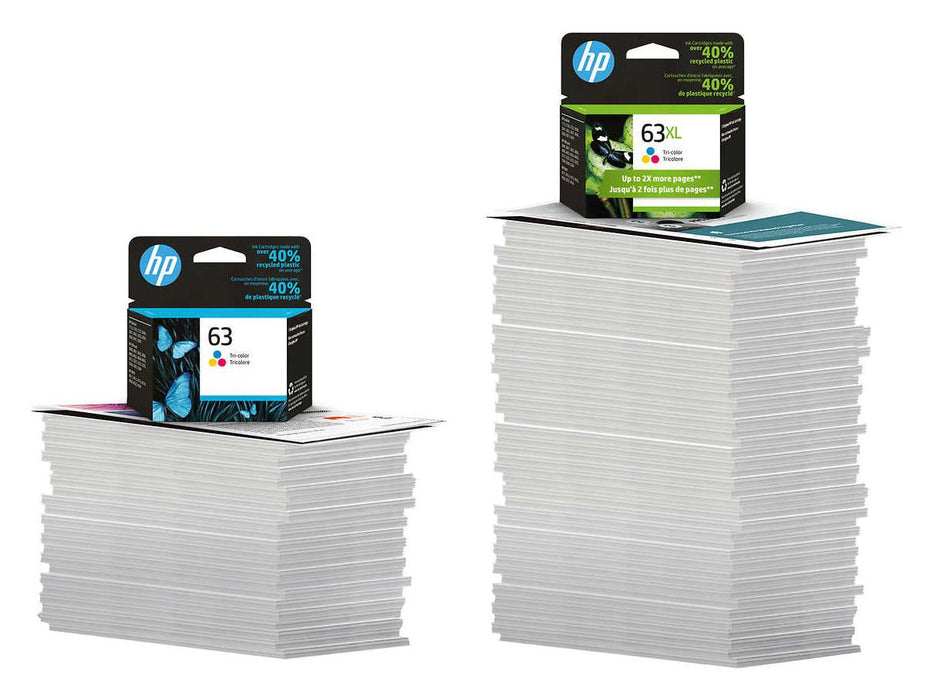 Ink Cartridge - HP 63XL - Black and Tri-Color High Yield Original - Combo Pack of 2