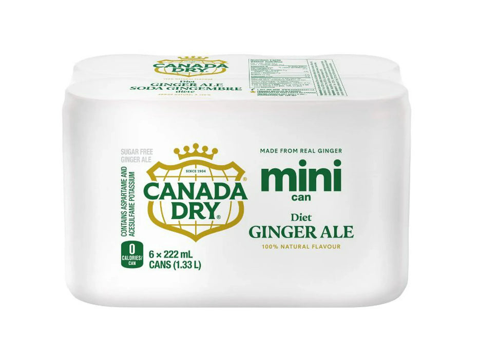 Mini-Cans - Diet Ginger Ale - 6 x 222ml