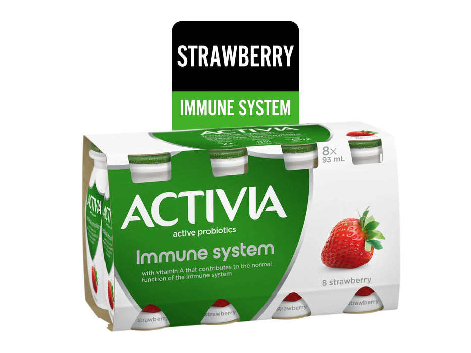 Activia Probiotic Yogurt Drink - Strawberry - 8 x 93ml