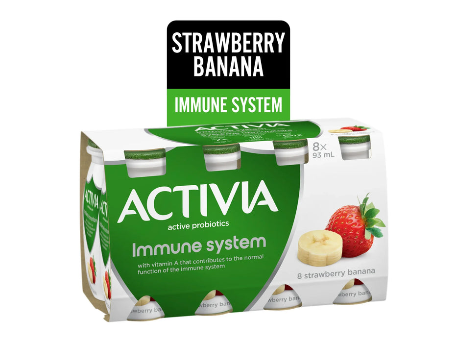 Activia Probiotic Yogurt Drink - Strawberry-Banana - 8 x 93ml