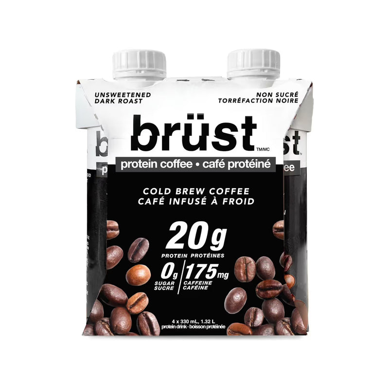 Brüst Protein Cold Brew Coffee - Dark Roast - 4x330mL
