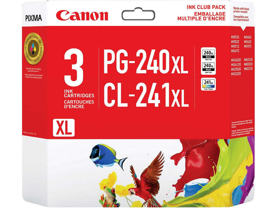 Ink Cartridge - Canon PG-240XL Black and CL-241XL Colour - Combo Pack of 3