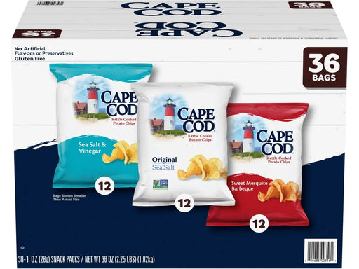 Cape Cod - Kettle Cooked Potato Chips - Variety Pack - 36 x 24g_Miller & Bean