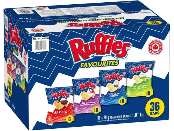 Chips - Ruffles- Variety Box - 36 x 28g Bags_Miller&Bean