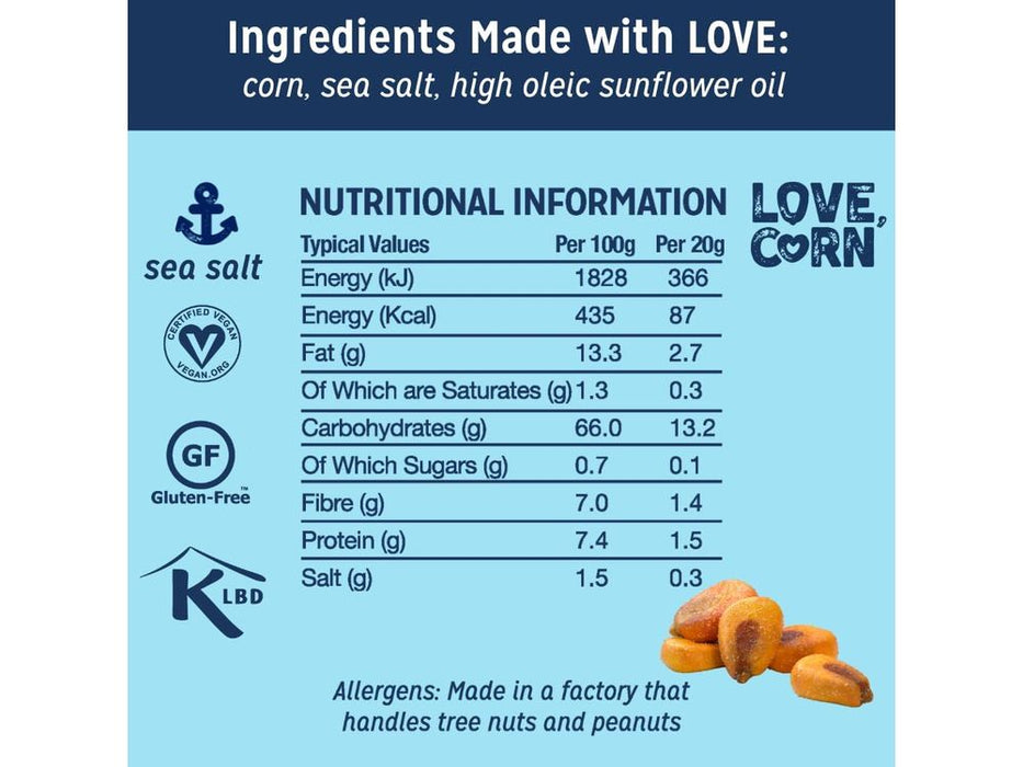 Love Corn Snack Packs - Sea Salt - Pack of 21 × 20g