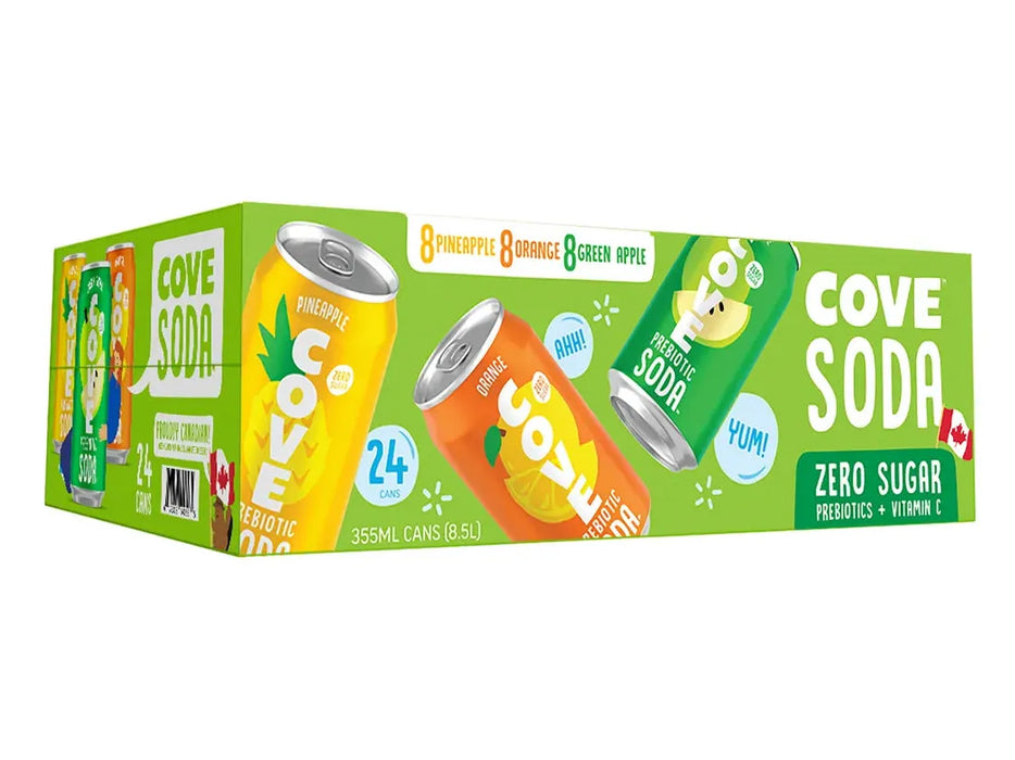 Cove Soda Probiotic Variety Pack - 24 x 355ml Can - Miller & Bean