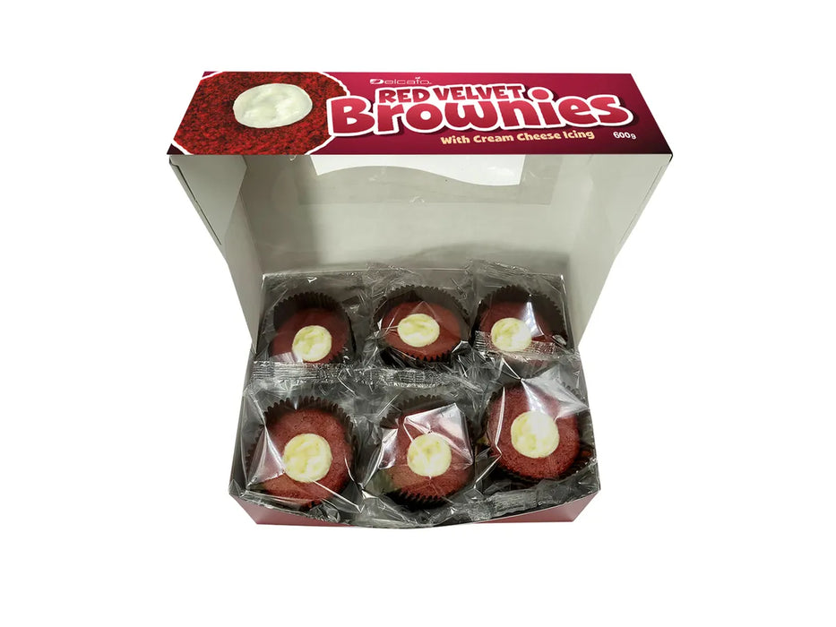 Delcato Brownies - Red Velvet with Cream Cheese Icing - 12 x 50g