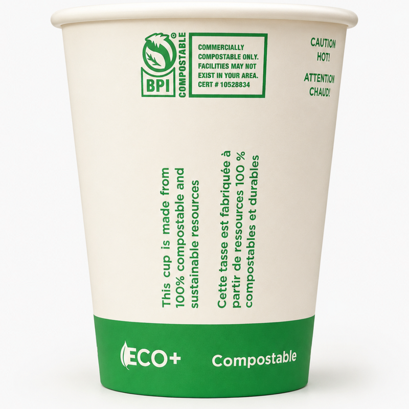 Cups - Eco+ 100% Compostable - 12oz - Case of 1000