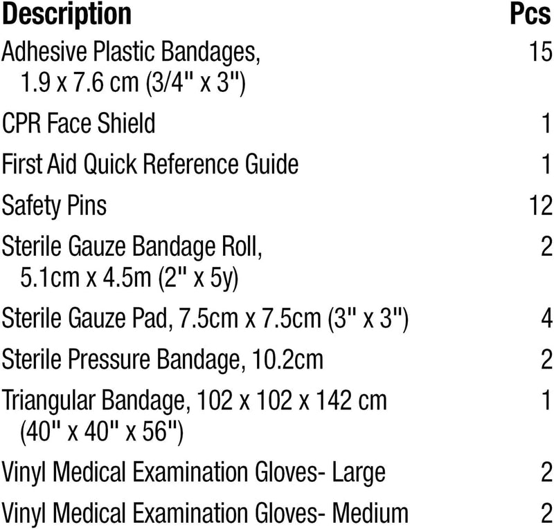 First Aid Central Ontario Section 8 kit contents and quantities