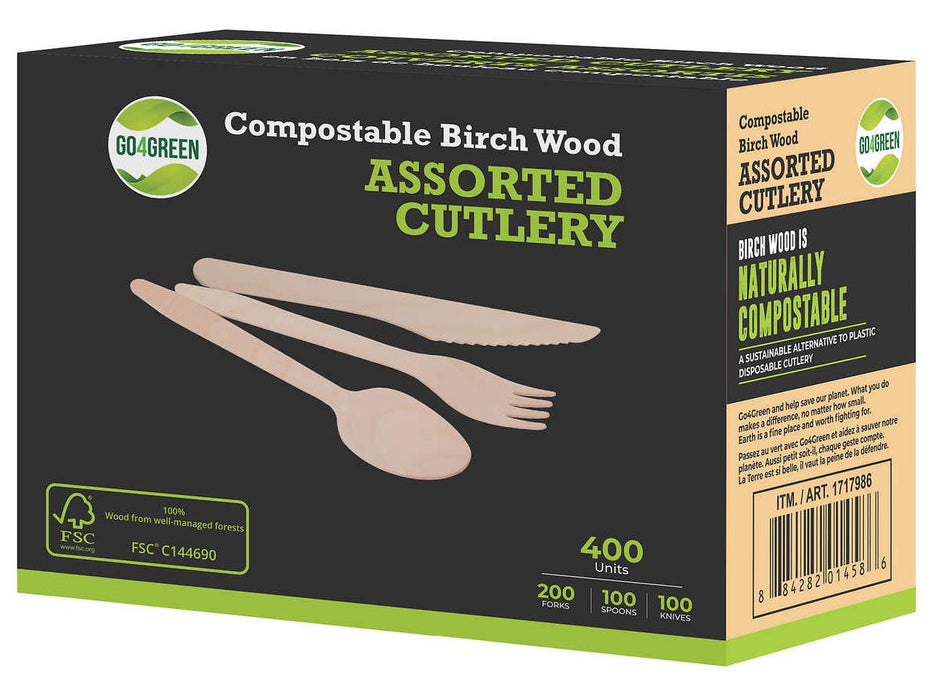 Cutlery Set - Assorted Birch Wood - Pack of 400