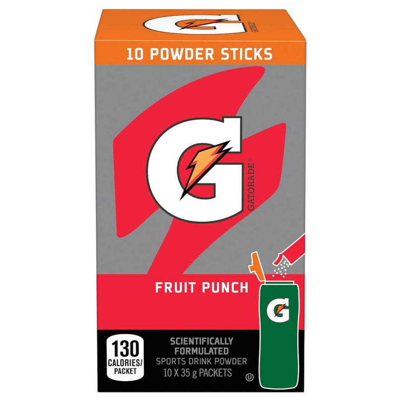 Gatorade Fruit Punch Sports Drink Powder - 10 x 35g packets