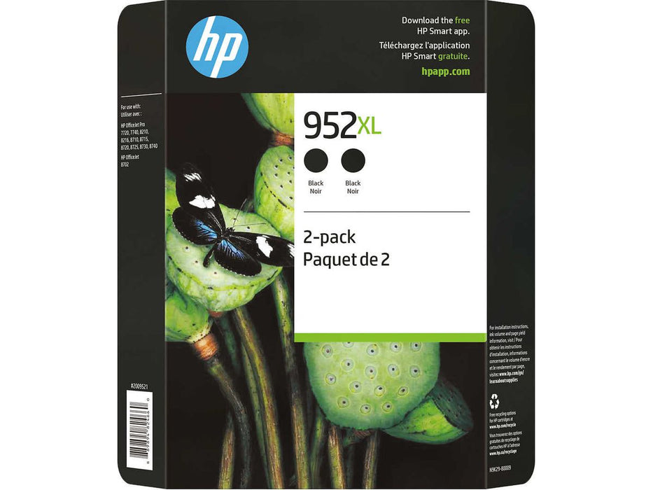 Ink Cartridge - HP 952XL -  High Yield Black Original - Pack of 2