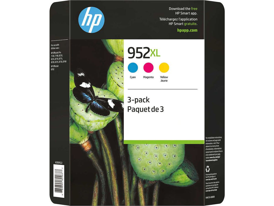 Ink Cartridge - HP 952XL -  High Yield Cyan, Magenta and Yellow Original - Combo Pack of 3