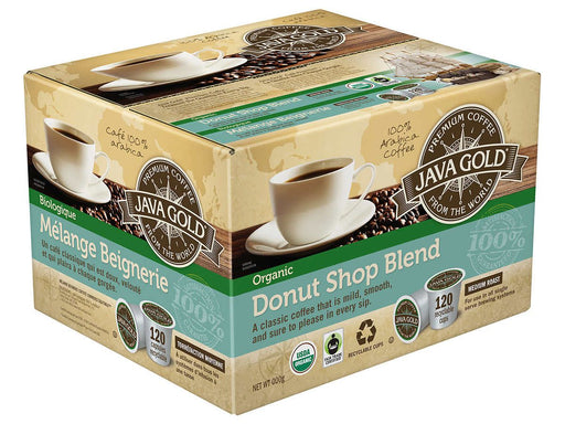 K-Cup - Java World - Coffee - Medium - Organic Donut Shop- Box 120 - Miller&Bean