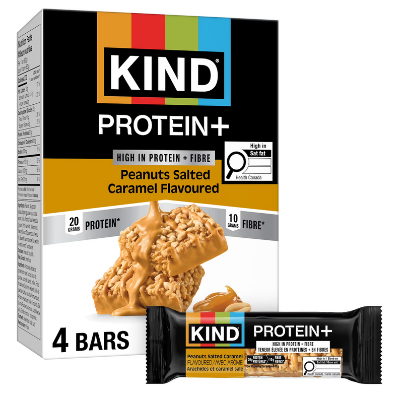 KIND PROTEIN+ Peanuts Salted Caramel Flavoured - 4 x 62g Bars