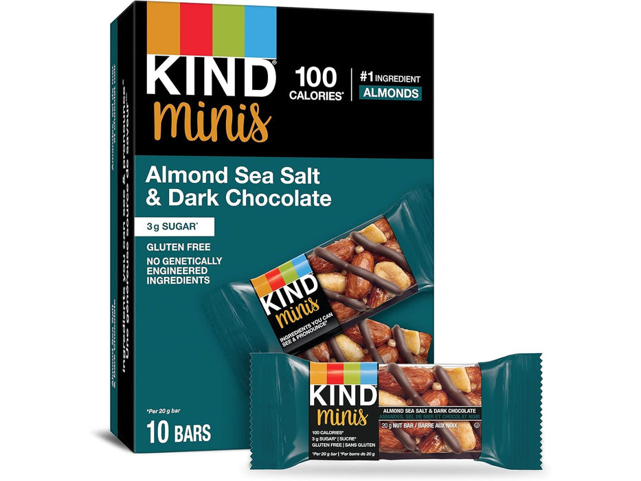 KIND Minis Almond Sea Salt & Dark Chocolate Bars - 10 x 20g