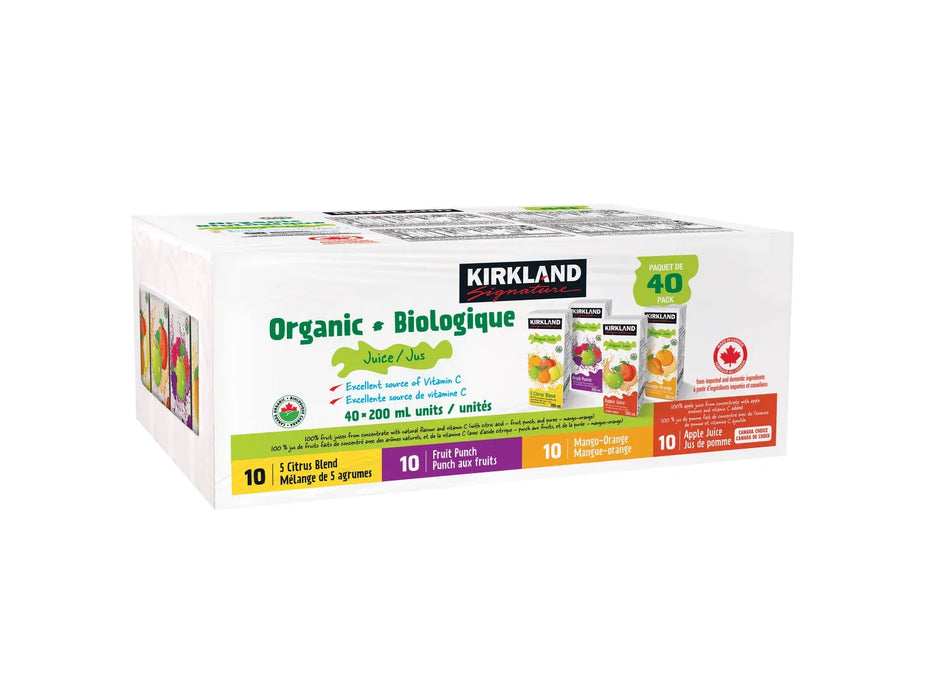 Kirkland Signature Organic Juice Assorted 40 x 200ml