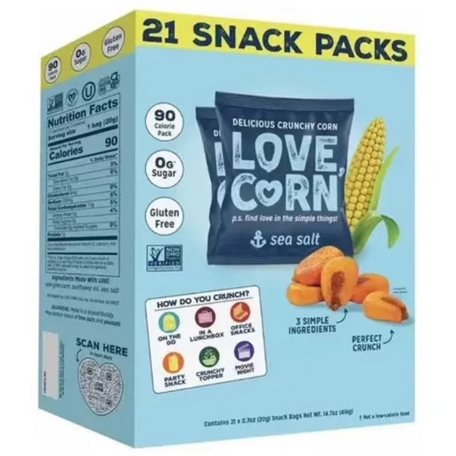 Love Corn Snack Packs - Sea Salt - Pack of 21 × 20g_Miller&Bean
