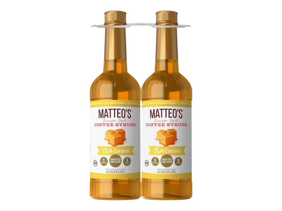 Matteo's Sugar Free Coffee Syrup - Caramel - 2 x 1L Bottle
