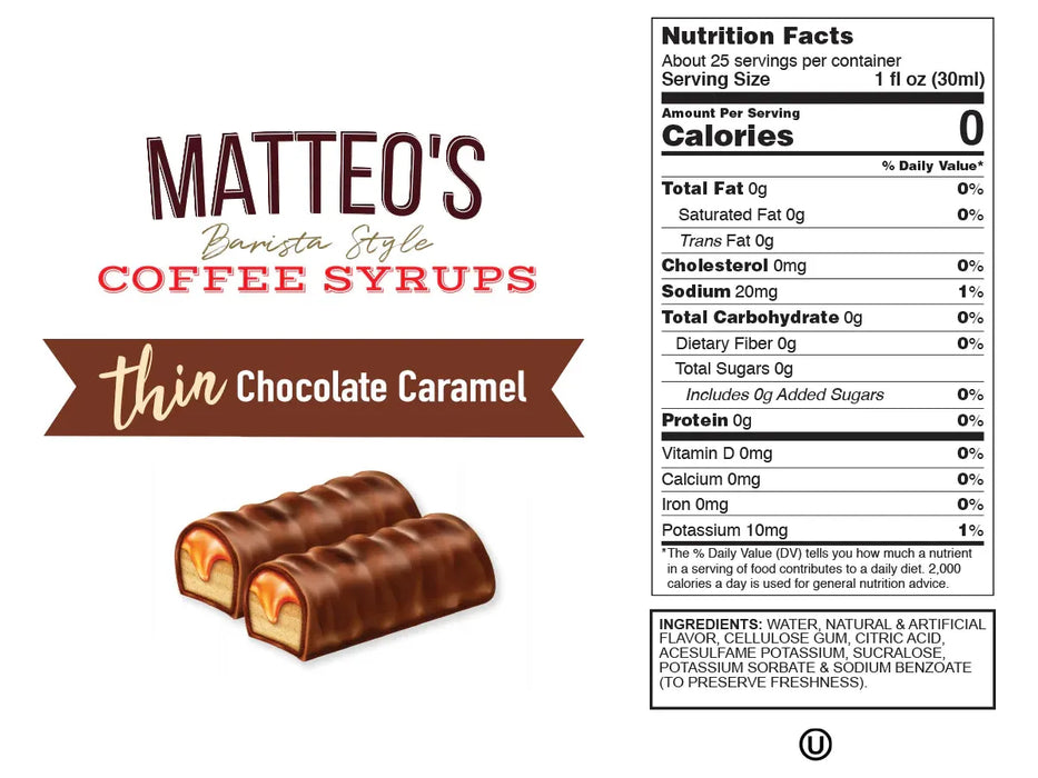Matteo's Sugar Free Coffee Syrup - Chocolate Caramel