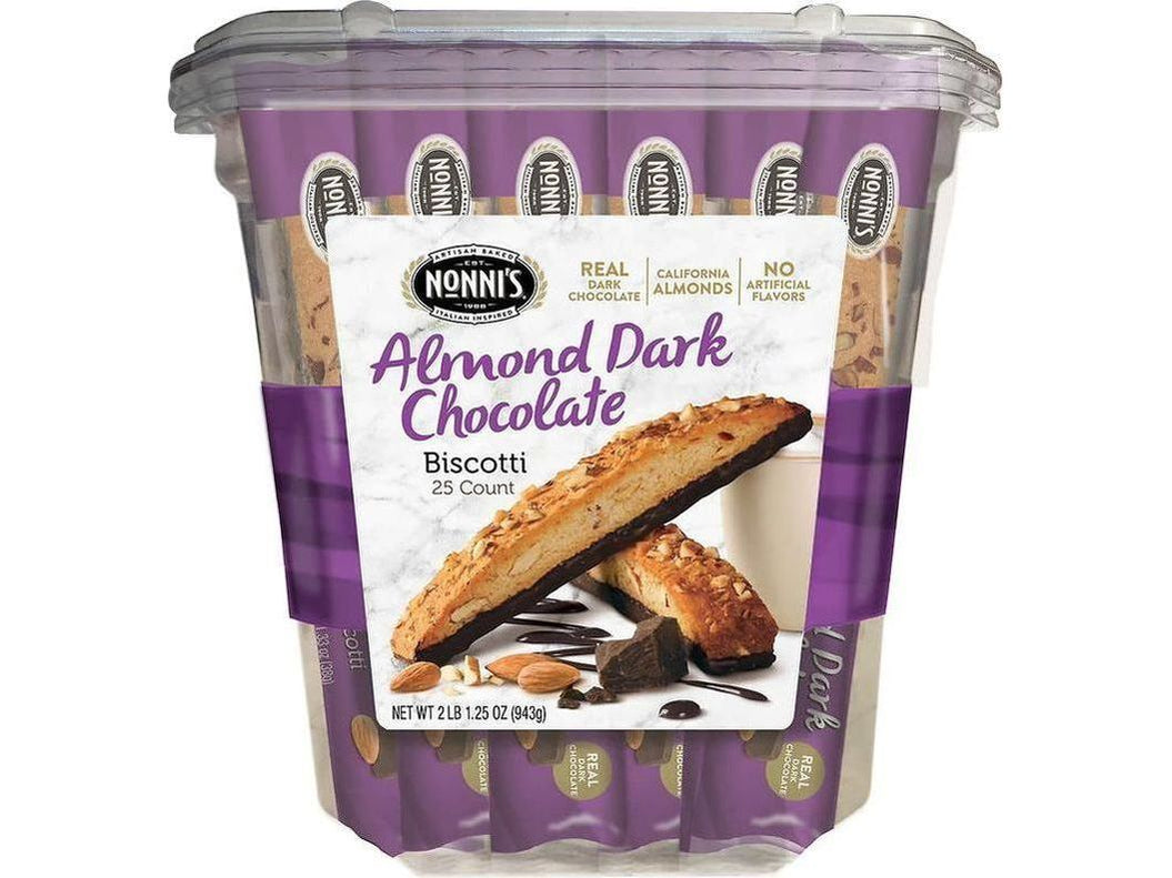 Nonni's Almond Dark Chocolate Biscotti Individually Wrapped 25 x