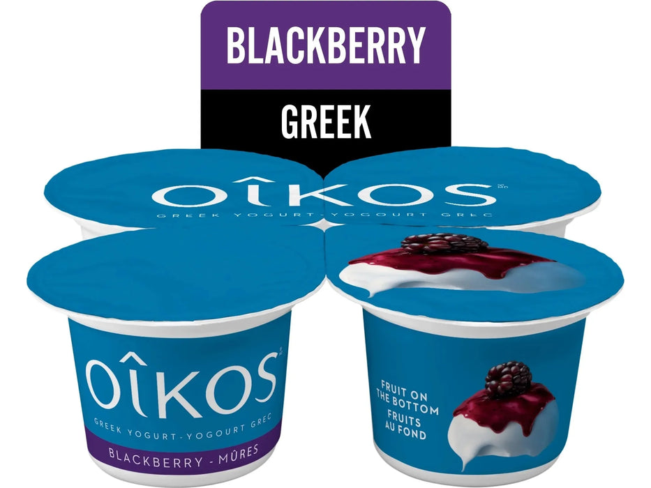 OIKOS Greek Yogurt - Blackberry Flavour - Pack of 4 x 100g