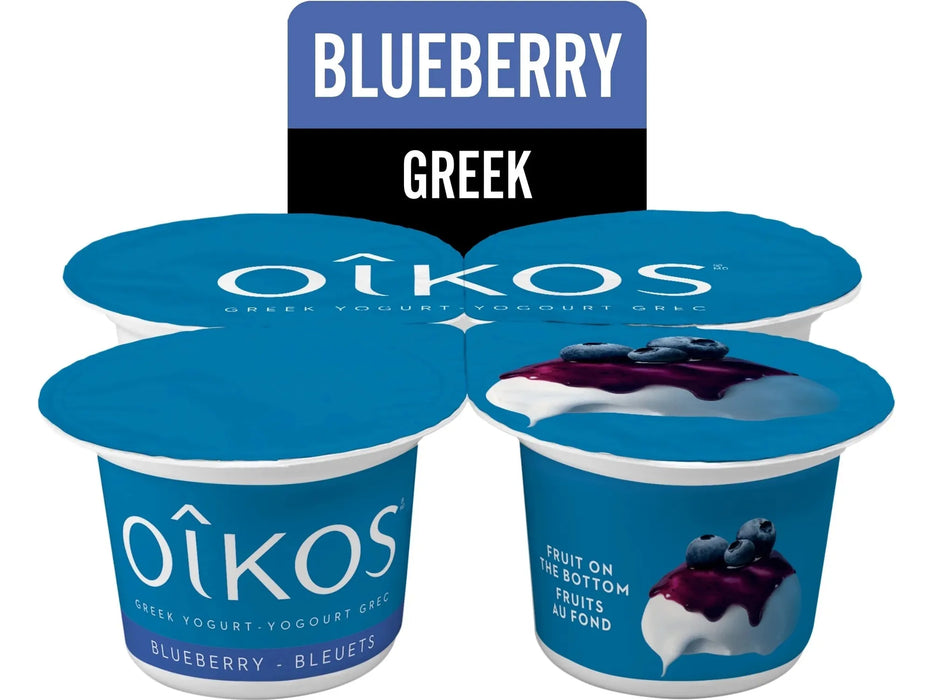 OIKOS Greek Yogurt - Blueberry Flavour - Pack of 4 x 100g