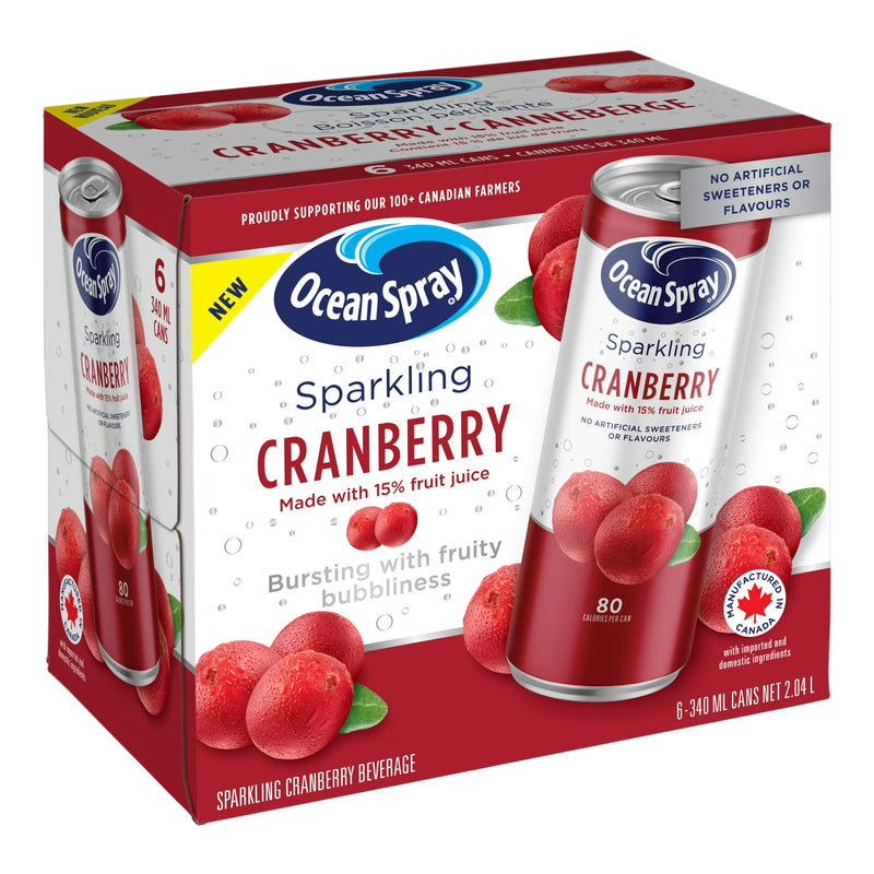 Ocean Spray Sparkling Cranberry - 6 x 340ml Cans