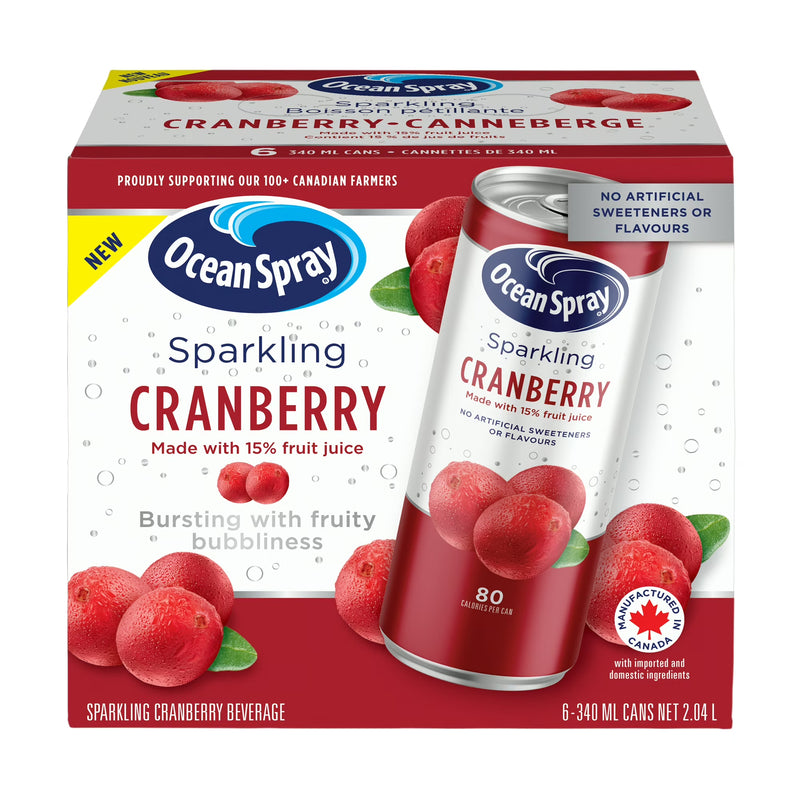 Ocean Spray Sparkling Cranberry - 6 x 340ml Cans