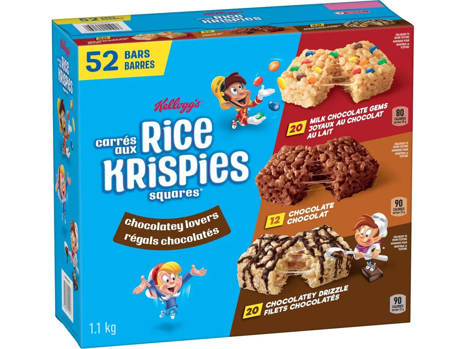 Kellogg's Rice Krispies Squares Bars - Variety Pack - 52 x 22g