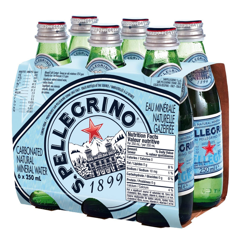 San Pellegrino Carbonated Mineral Water 24 × 250 ml (glass)