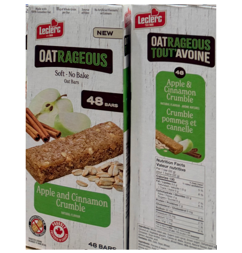Leclerc OATrageous Bars - Apple & Cinnamon Crumble - 48 Bars