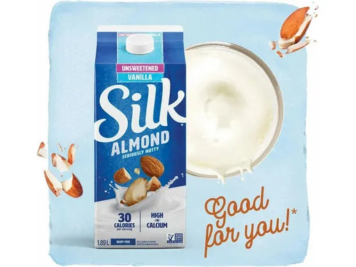 Silk Almond Beverage, Unsweetened, Vanilla Flavour, Dairy-Free, Plant Based, 1.89L Almond Milk Good for you
