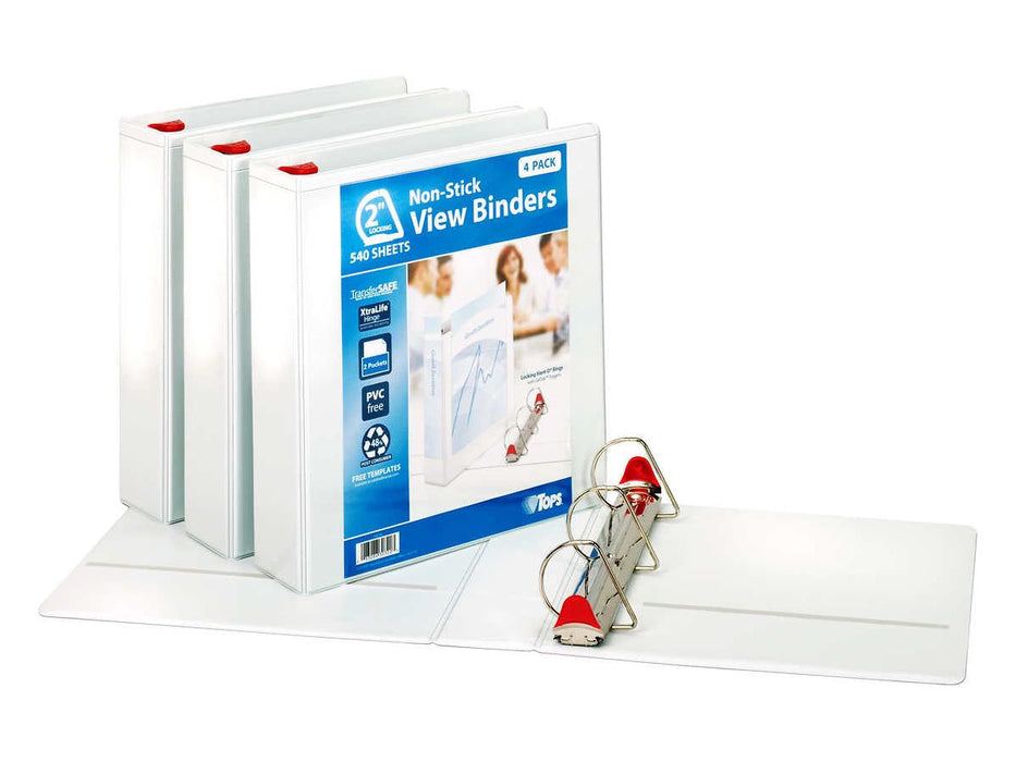 White View Binders - 2-inch - TOPS ClearVue - Pack of 4